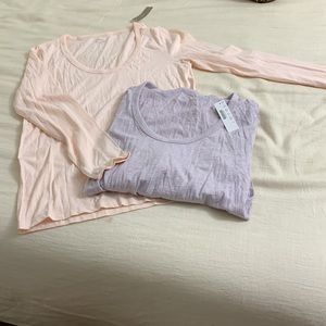 2 NWT J Crew Vintage Scoop neck long sleeve T-shirts (soft pink, lavender) BOTH!